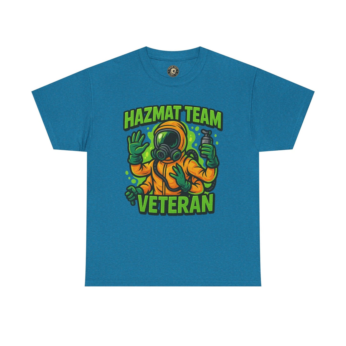Hazmat Team Veteran T-Shirt – Neon New School Biohazard Graphic Tee | Gildan 5000 Sci-Fi Cotton Shirt
