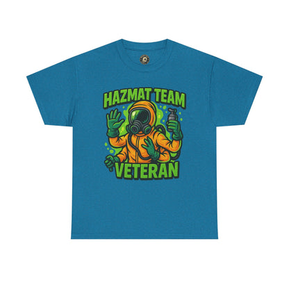 Hazmat Team Veteran T-Shirt – Neon New School Biohazard Graphic Tee | Gildan 5000 Sci-Fi Cotton Shirt
