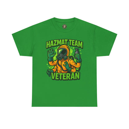Hazmat Team Veteran T-Shirt – Neon New School Biohazard Graphic Tee | Gildan 5000 Sci-Fi Cotton Shirt