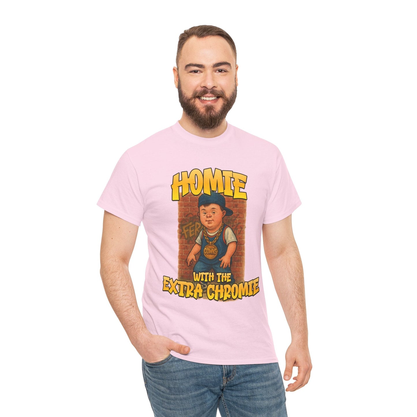 Homie with the Extra Chromie Shirt – Fun Supportive Tee for Down Syndrome Awareness – Gildan 5000