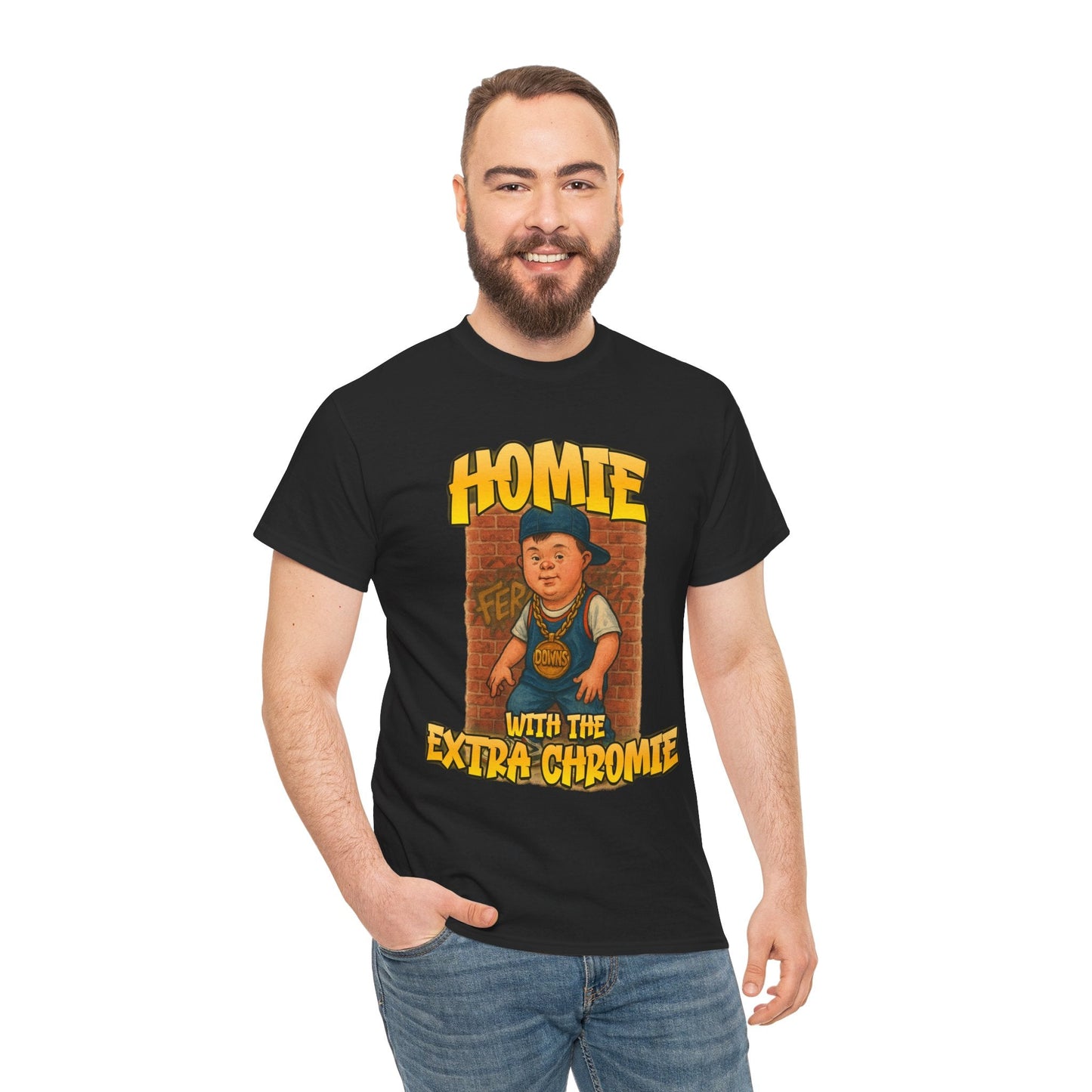 Homie with the Extra Chromie Shirt – Fun Supportive Tee for Down Syndrome Awareness – Gildan 5000