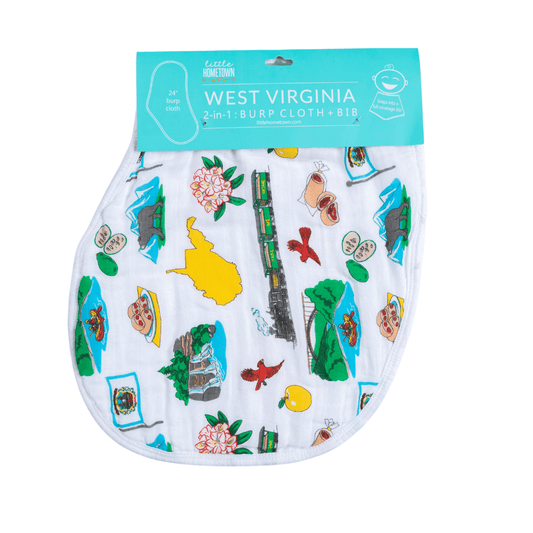 West Virginia Baby Burp Cloth and Bib 2 in 1