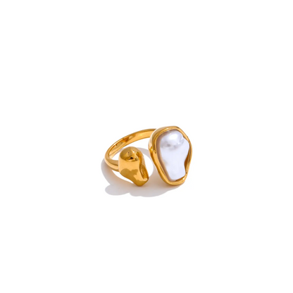 Claire Pearl Ring - Adjustable Pearl Ring - Stainless Steel