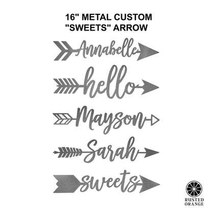 Sweets Arrow - 5 Styles - Personalized Metal Name Sign for Wall Decor