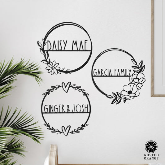 Flower Shop Collection - Personalized Family Custom Name Wall Sign for Wreath
