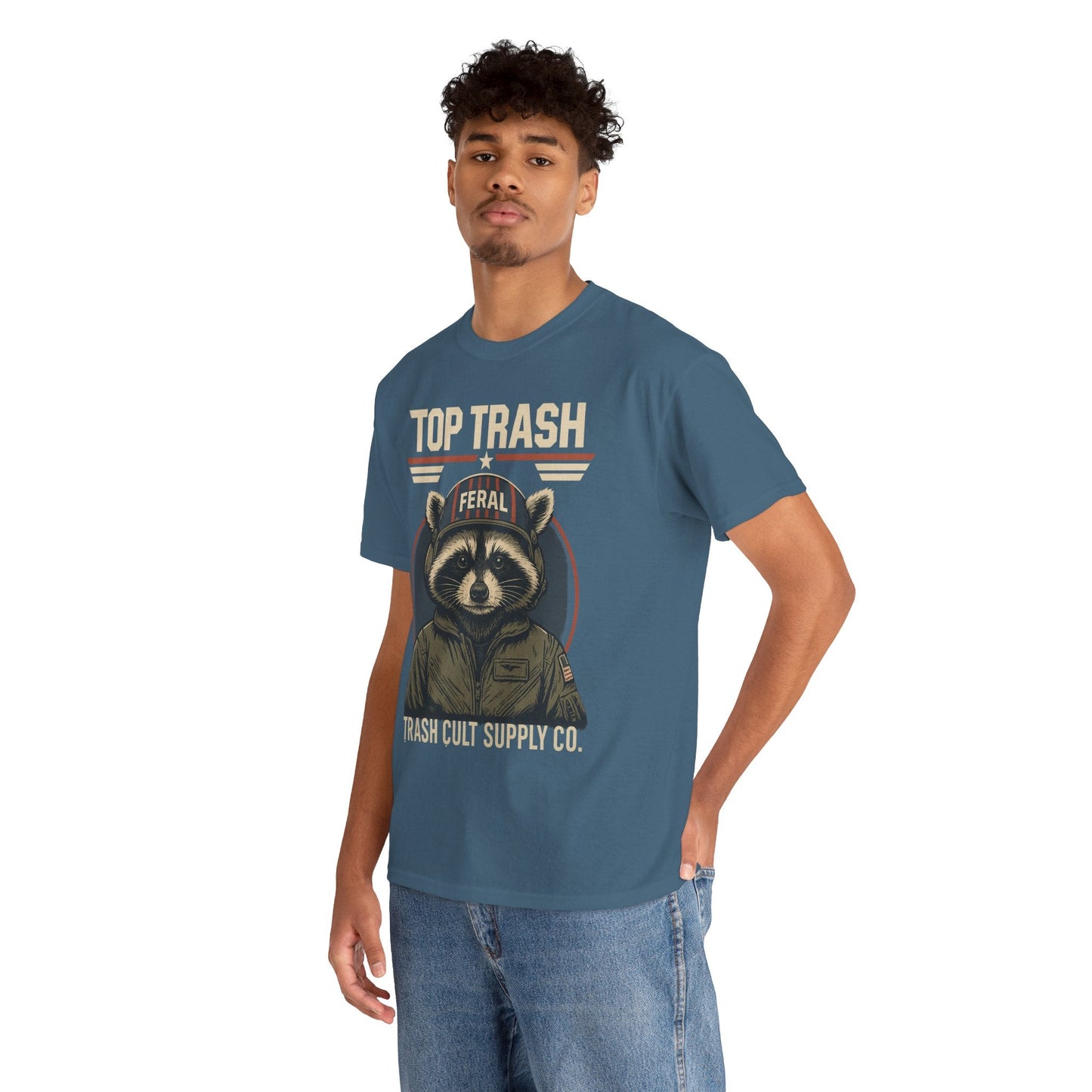 Feral Top Trash Raccoon Pilot Shirt – Trash Cult Supply Co. Parody Tee