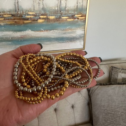 Gold Beaded Bracelet Water Resistant Non Tarnish