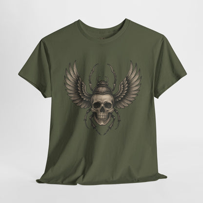 Winged Skull Scarab Shirt – Dark Gothic Beetle Graphic Tee – Gildan 5000 Unisex