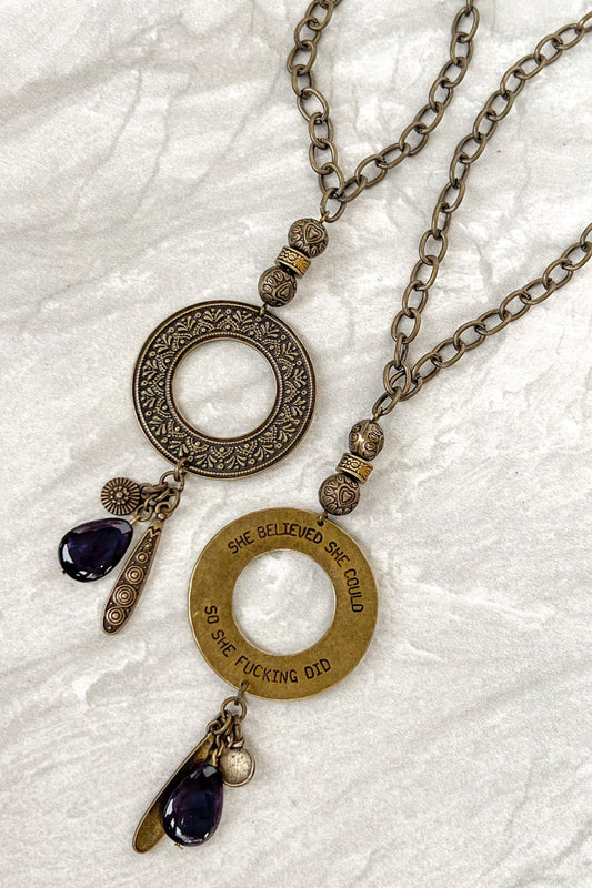 FINAL SALE She Believed Necklace with Charm