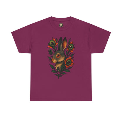 Whimsical Rabbit Floral Tee, Nature Lover Gift, Casual Wear, Eco-Friendly Fashion, Unique Graphic T-Shirt, Year-Round Style