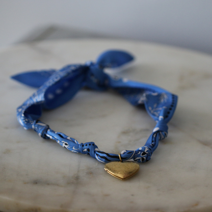 Blue Skies Heart Locket Scarf Necklace - Heart Charm