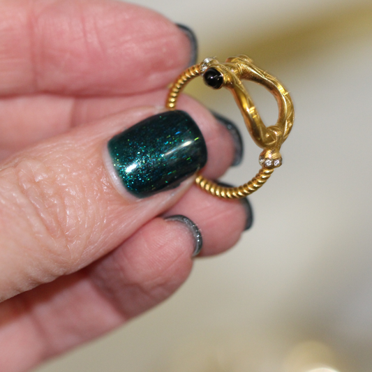 Black Onyx Gold Ring (Size 7) ~ Deep South Originals