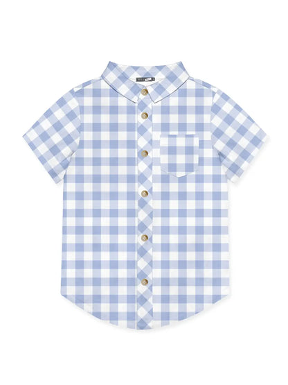 FINAL SALE - Periwinkle & White Gingham Short-Sleeve Button-Up