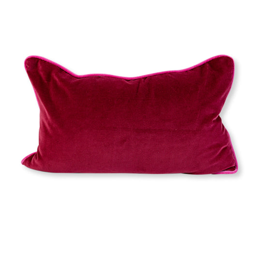 Charliss Velvet Lumbar Pillow - Wine + Hot Pink