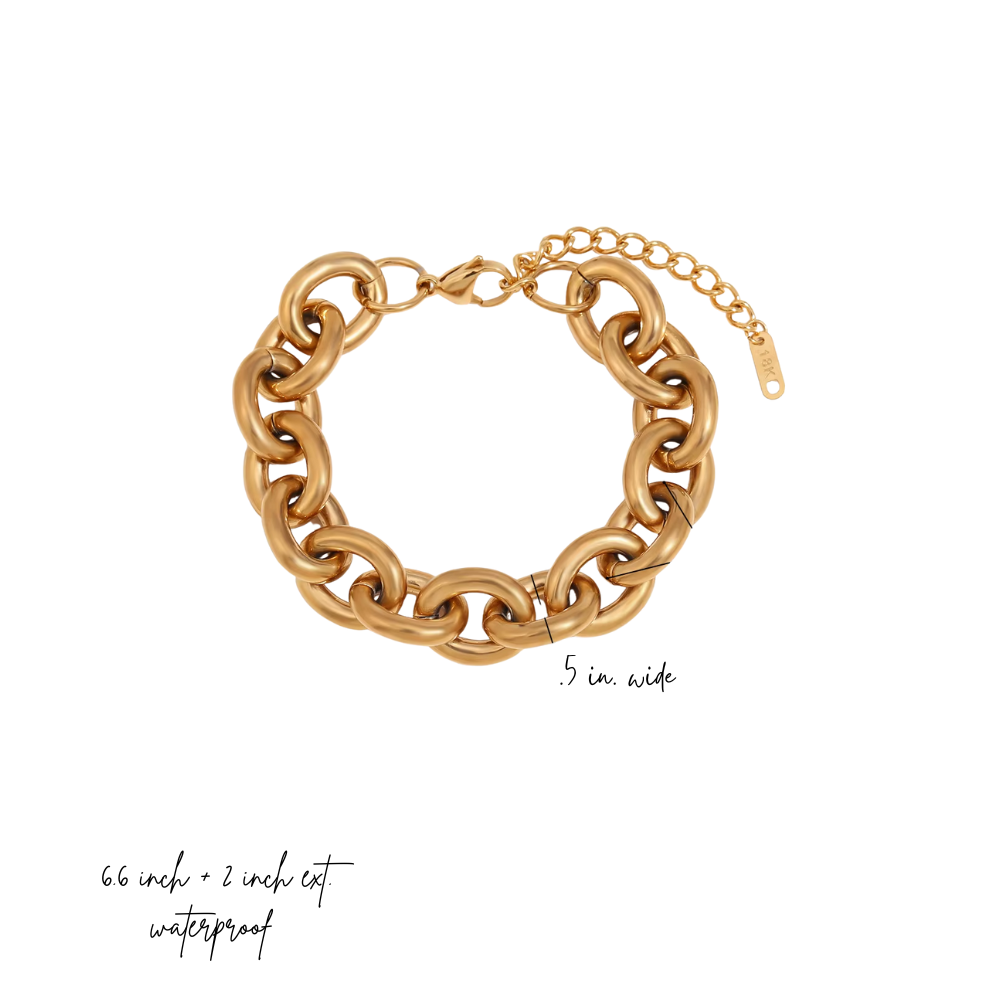 Bold Link Chain Bracelet - 18k Gold Waterproof