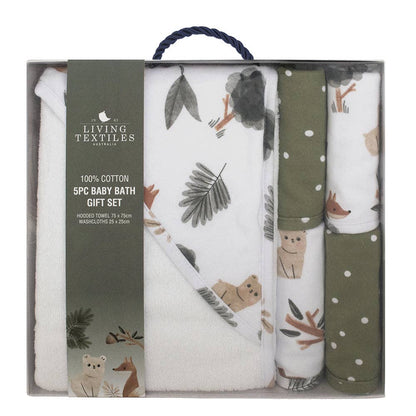 Living Textiles - 5pc 100% Cotton Bath Gift Set | Forest Retreat