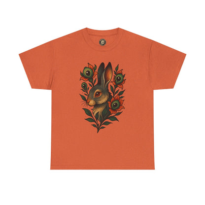Whimsical Rabbit Floral Tee, Nature Lover Gift, Casual Wear, Eco-Friendly Fashion, Unique Graphic T-Shirt, Year-Round Style