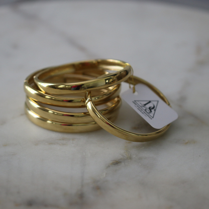 Heirloom Bangle 18K Gold or Silver Water Resistant Hinged Bracelet