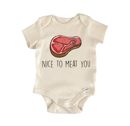Meat You Bbq Newborn Baby Onesie® Bodysuit GS1