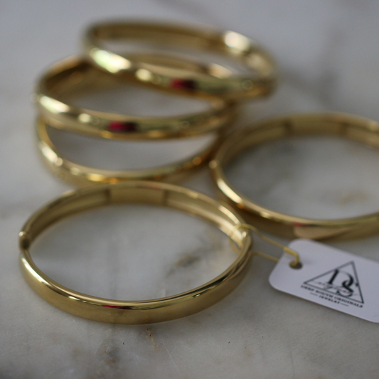 Heirloom Bangle 18K Gold or Silver Water Resistant Hinged Bracelet