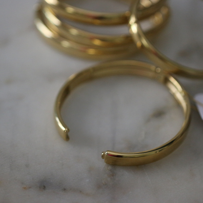 Heirloom Bangle 18K Gold or Silver Water Resistant Hinged Bracelet