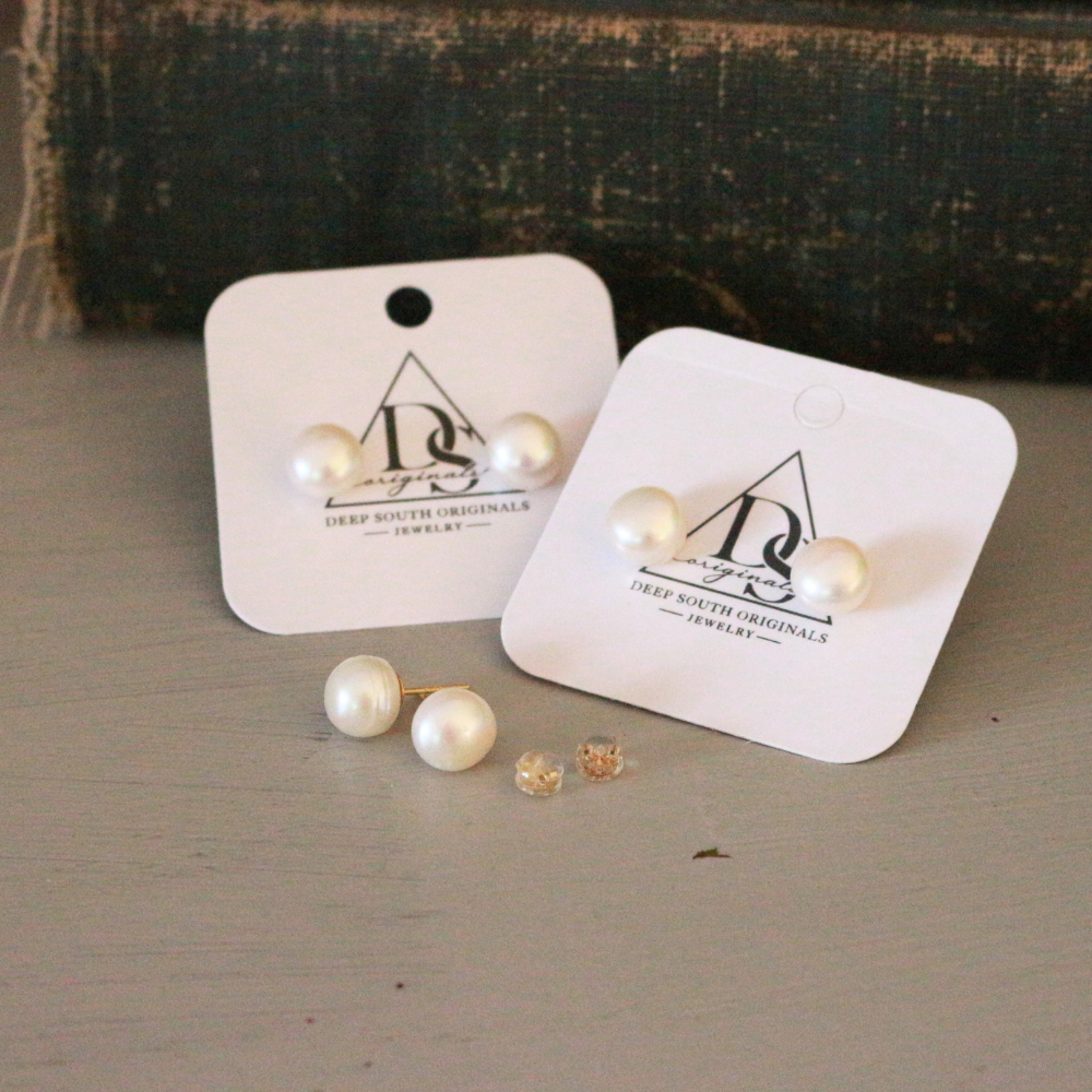 Freshwater Pearl Stud Earrings ~ Deep South Originals