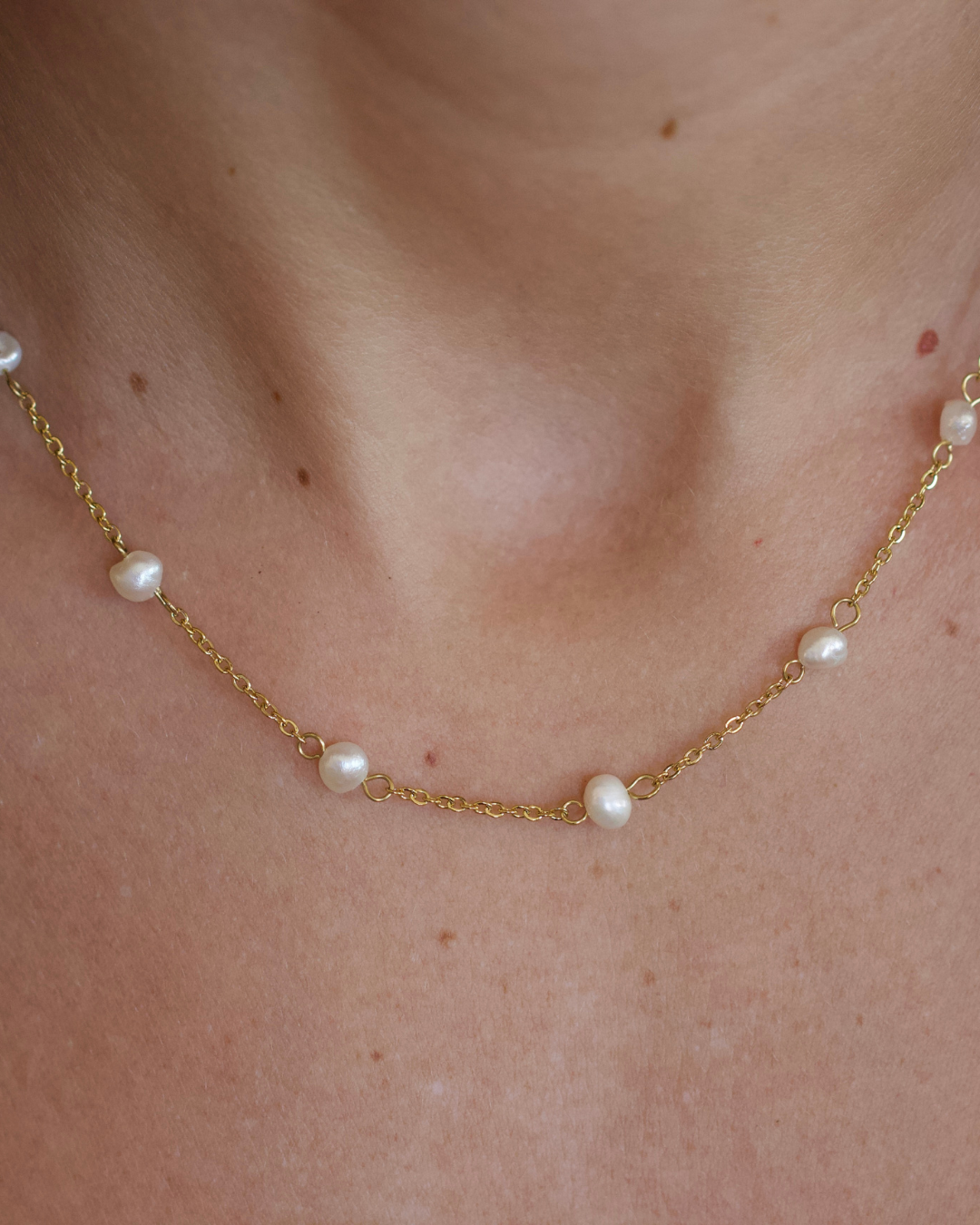 Freshwater Pearl Necklace 18k Gold Non Tarnish Classic