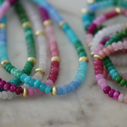 Elizabeth Gemstone Necklace and Bracelet Set - 4 Color Options - Stainless Steel
