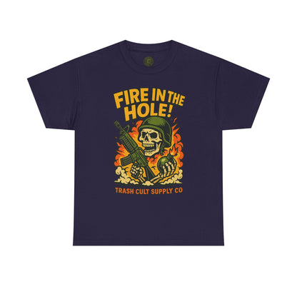 Fire in the Hole! Skeleton Soldier T-Shirt – Trash Cult Supply Co. | Gildan 5000 Combat Graphic Tee