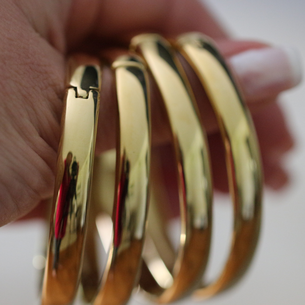 Heirloom Bangle 18K Gold or Silver Water Resistant Hinged Bracelet