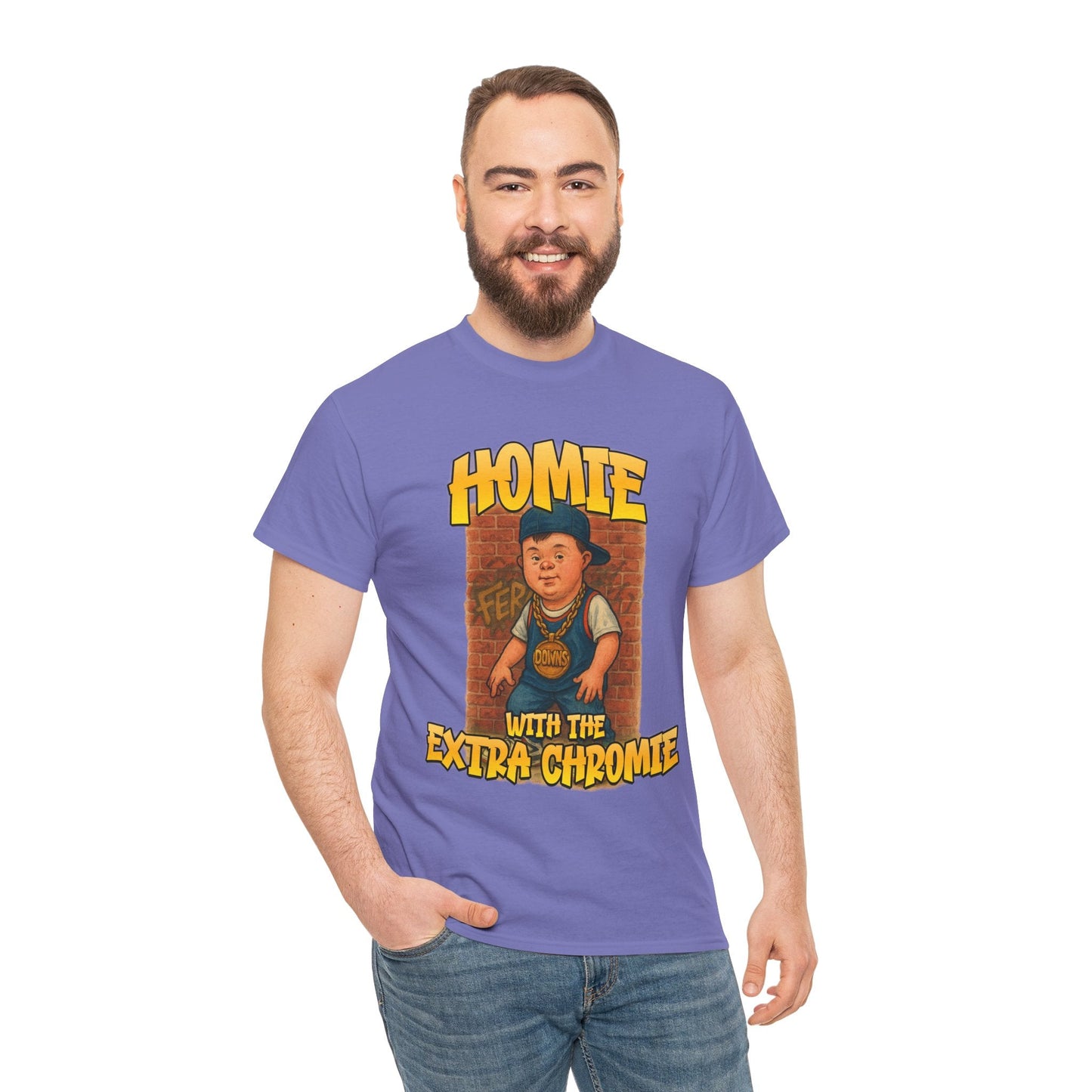 Homie with the Extra Chromie Shirt – Fun Supportive Tee for Down Syndrome Awareness – Gildan 5000