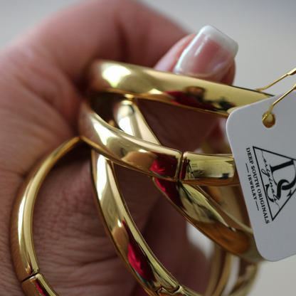 Heirloom Bangle 18K Gold or Silver Water Resistant Hinged Bracelet