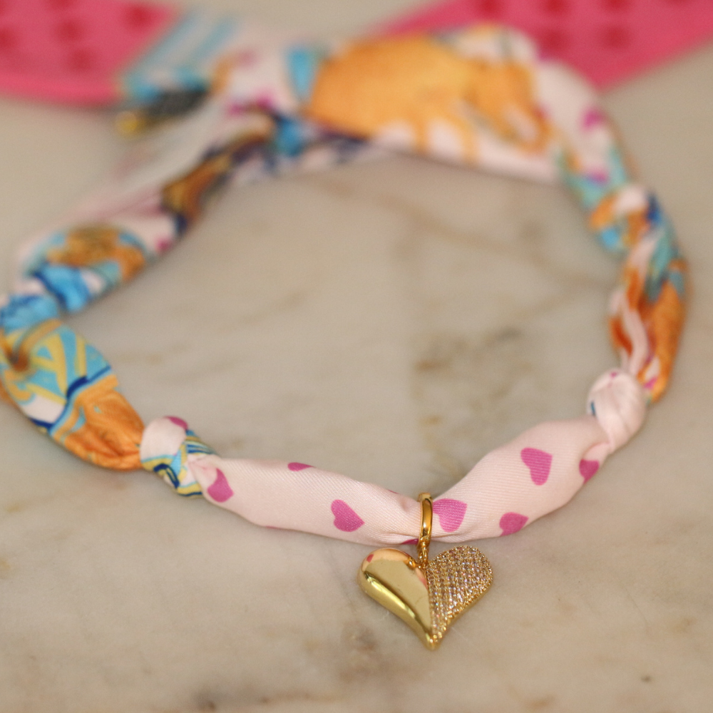 Forever Tied Scarf Necklace - Heart Pendant Charm