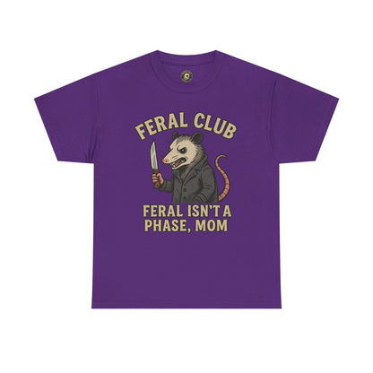 Feral Club Tee - Unisex Heavy Cotton Shirt, Funny Graphic T-Shirt, Gift for Mom, Casual Wear, Easygoing Lifestyle