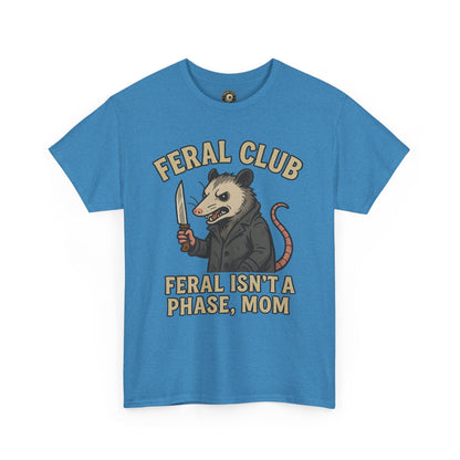 Feral Club Tee - Unisex Heavy Cotton Shirt, Funny Graphic T-Shirt, Gift for Mom, Casual Wear, Easygoing Lifestyle