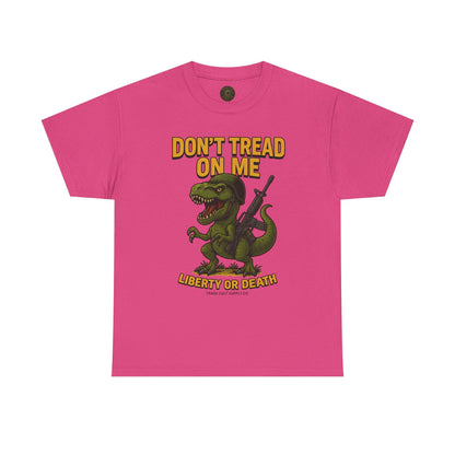 Don’t Tread On Me T-Rex T-Shirt – Liberty or Death Graphic | Trash Cult Supply Co. | Gildan 5000 Heavy Cotton