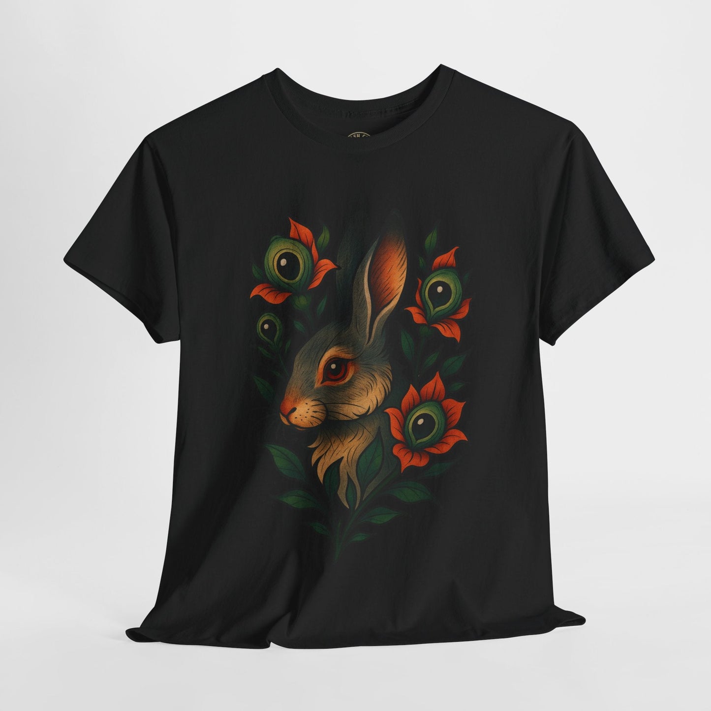 Whimsical Rabbit Floral Tee, Nature Lover Gift, Casual Wear, Eco-Friendly Fashion, Unique Graphic T-Shirt, Year-Round Style