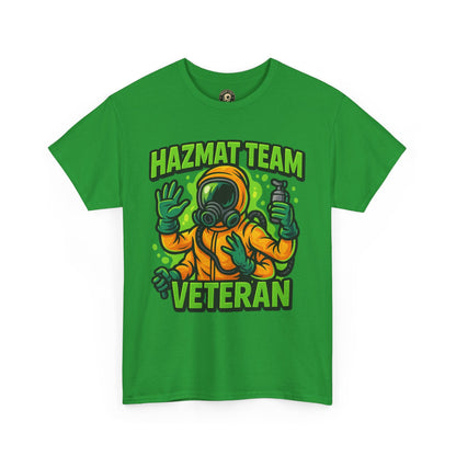 Hazmat Team Veteran T-Shirt – Neon New School Biohazard Graphic Tee | Gildan 5000 Sci-Fi Cotton Shirt