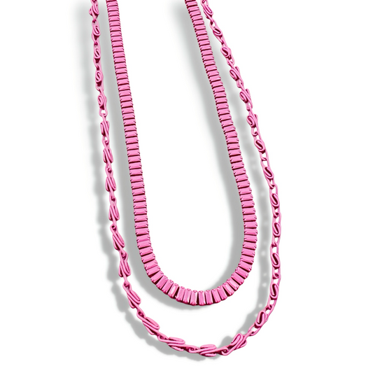 Double Enamel Pink Necklace N1
