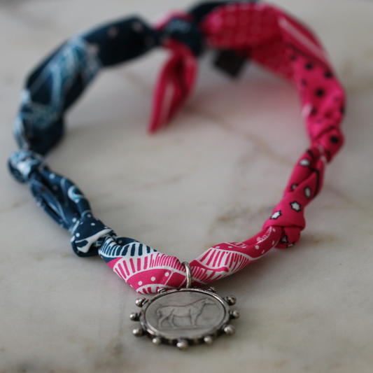 Rodeo Scarf Necklace with Horse Pendant Charm