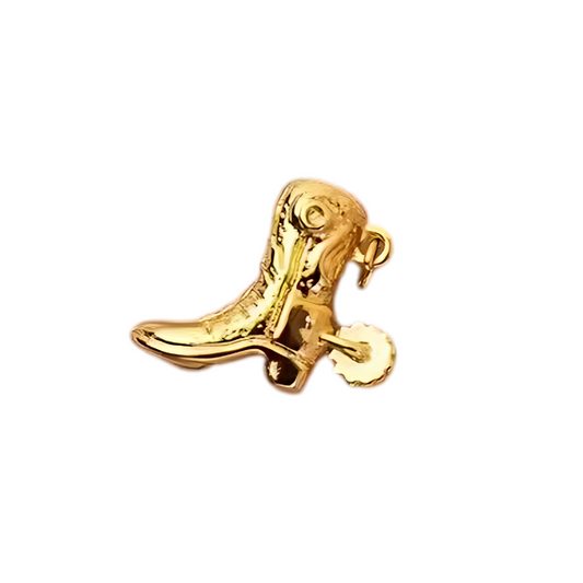 Cowboy Boot Charm with Spurs 18k Gold Plated Stainless Steel