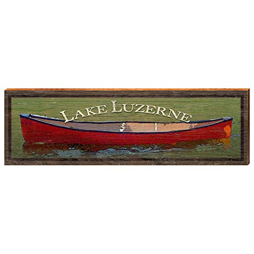 Lake Lazerne Red Canoe | Wall Art Print on Real Wood
