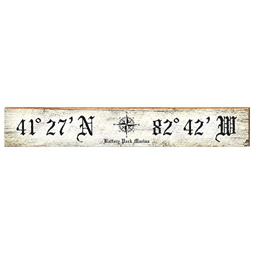 Battery Park Marina Latitude Longitude Home Decor Art Print on Real Wood Each