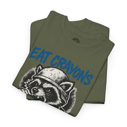 Eat Crayons Crush Skulls Stay Feral Military Raccoon Shirt – Gildan 5000