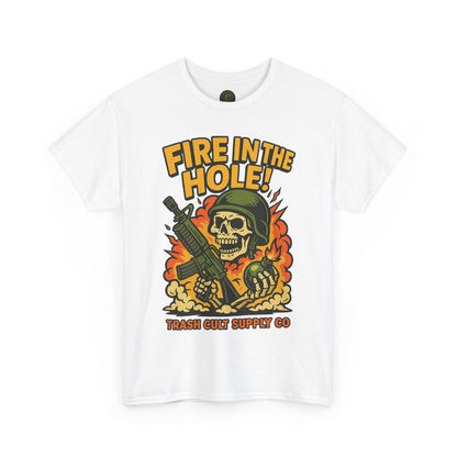 Fire in the Hole! Skeleton Soldier T-Shirt – Trash Cult Supply Co. | Gildan 5000 Combat Graphic Tee