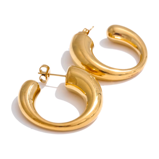 Golden Curve Hoops - Stainless Steel