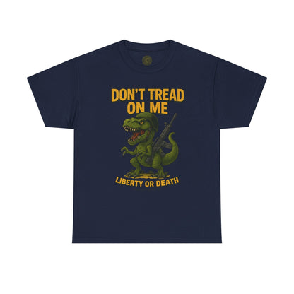 Don’t Tread On Me T-Rex T-Shirt – Liberty or Death Graphic | Trash Cult Supply Co. | Gildan 5000 Heavy Cotton