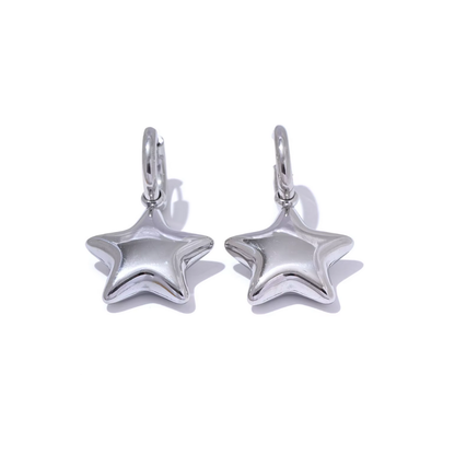 Star Hoop Earrings 18K Gold Non Tarnish Gold or Silver