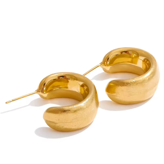 Gold Brushed Hoops - Stainless Steel