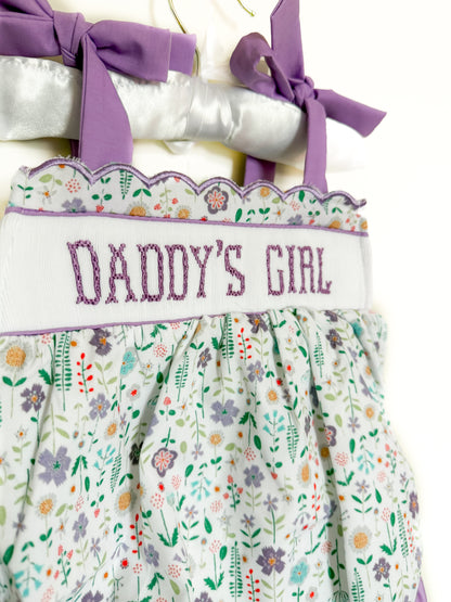 Purple Hand-smocked Daddy’s Girl Bubble